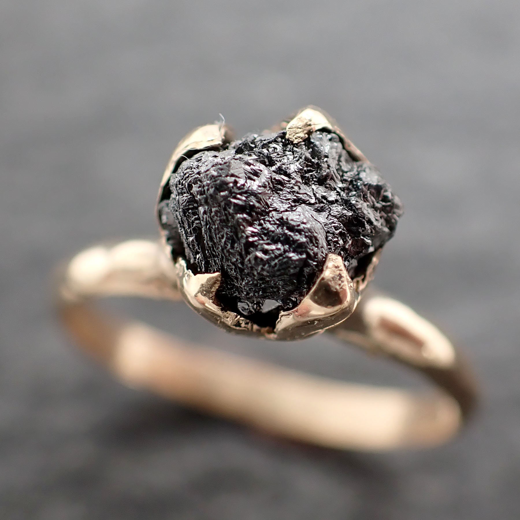 Raw Diamond Solitaire Engagement Ring Rough Uncut Gemstone Gold