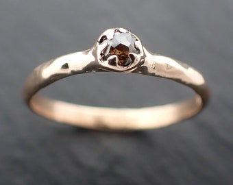 Fancy cut Cognac Diamond Solitaire Engagement 14k yellow Gold Wedding Ring byAngeline 3519