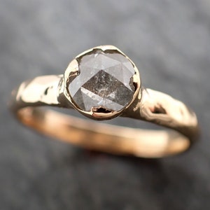 Fancy cut salt and pepper Diamond Solitaire Engagement 18k yellow Gold Wedding Ring Diamond Ring byAngeline 2930