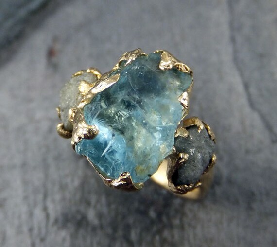 Raw uncut 2024 aquamarine ring