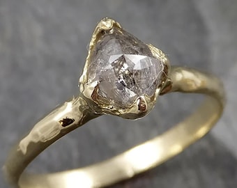Salt and Pepper Diamond Solitaire Engagement Ring • 18k Yellow Gold • Handmade By Angeline 1403