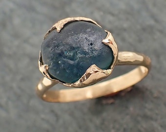 Montana Sapphire Engagement Ring • Rough Gemstone Set in 14k Yellow Gold • Handmade byAngeline 3631