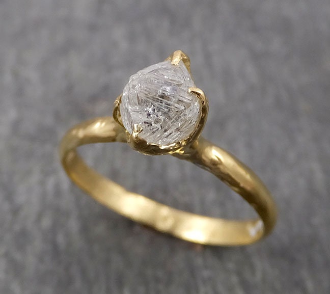 Natural Uncut Octahedral Salt and Pepper Diamond Solitaire | Etsy