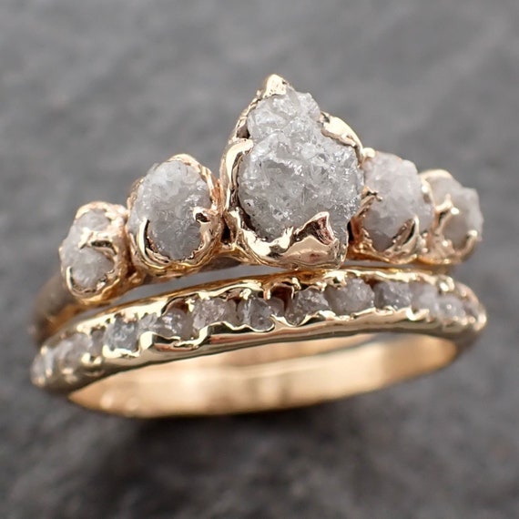 Rulet: Pear Rough Diamond Engagement Ring, Mixed Metal | Ken & Dana Design