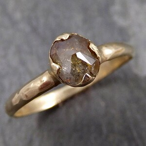 Fancy cut Cognac Diamond Solitaire Engagement 14k Yellow Gold Wedding Ring byAngeline 0813
