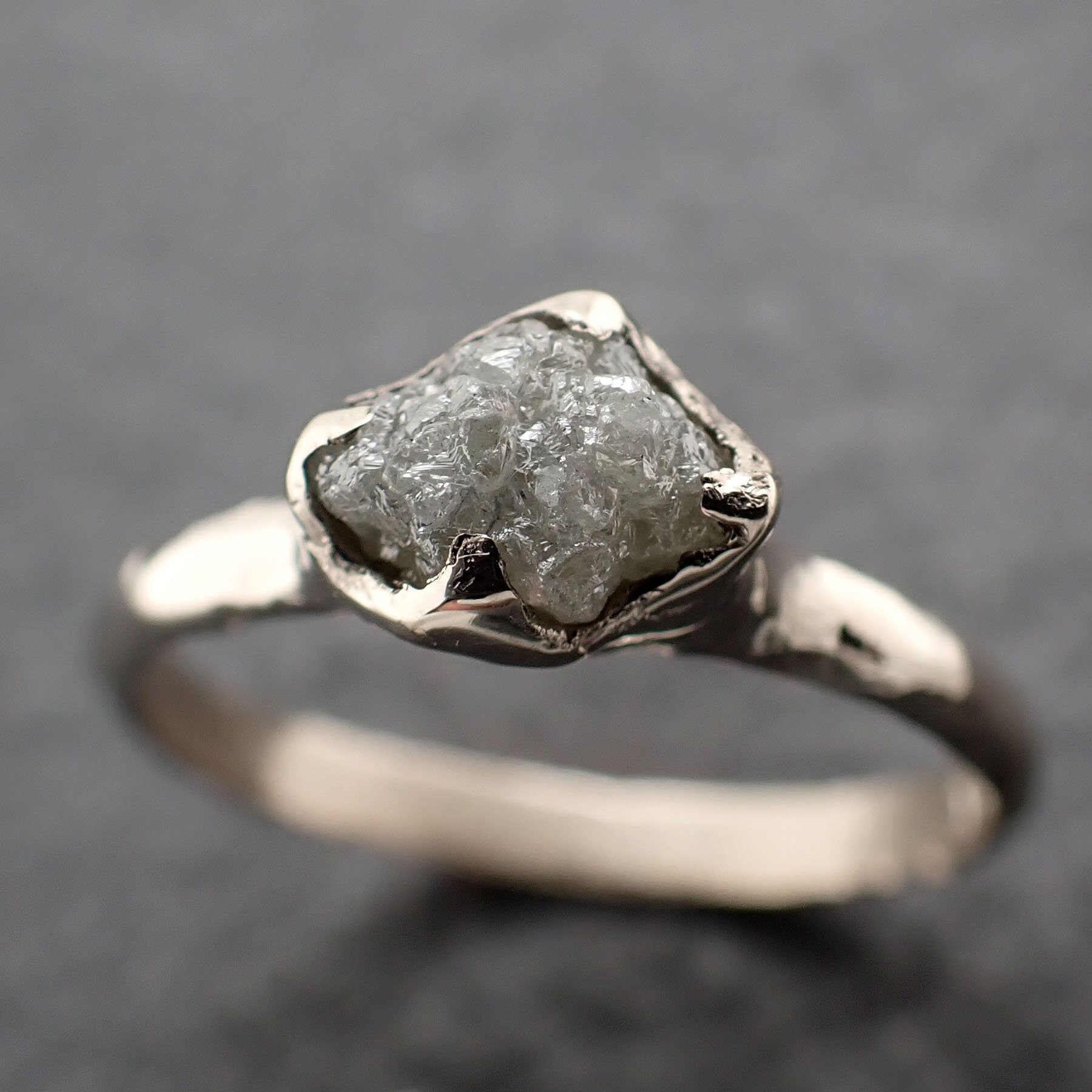【wingbling】[14kGold] Yulia Natural Rough Diamond Ring Raw White Diamond Solitaire Engagement Ring 18k White Gold