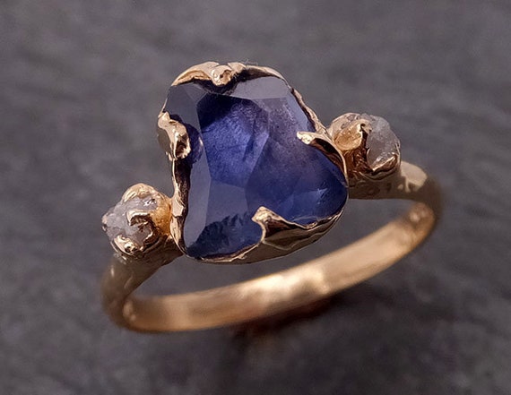 Partially Faceted Sapphire Solitaire 14k yellow Gold Engagement Ring W – by  Angeline