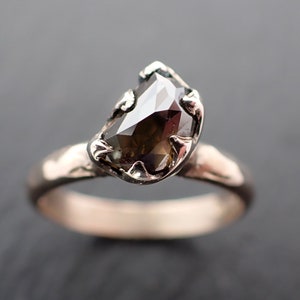 Fancy Cut Cognac Half Moon Diamond Solitaire Engagement 14k White Gold Wedding Ring byAngeline 3466