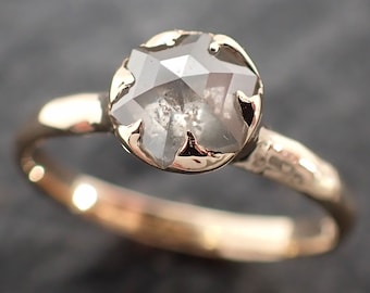 Salt and Pepper Diamond Solitaire Engagement Ring • 14k Yellow Gold • Handmade Wedding Ring byAngeline 2783