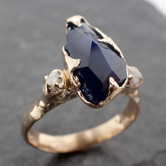Partially Faceted Sapphire Solitaire 14k yellow Gold Engagement Ring W – by  Angeline