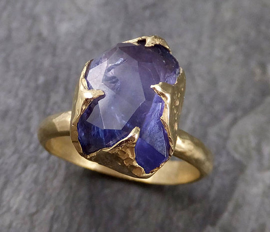 Partially Faceted Tanzanite Crystal Solitaire 18k Recycled - Etsy