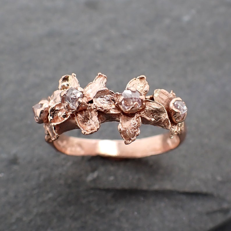 Real Flower and Pink Diamond 14k Rose gold multi stone Enchanted Garden Floral Ring byAngeline 2499 image 3