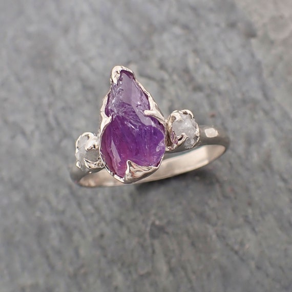 6.82 Carat Natural Purple Amethyst and Diamonds in 14K White Gold Women Ring  | eBay