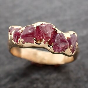 Sapphire tumbled pink tumbled yellow 18k gold multi stone gemstone band 2656