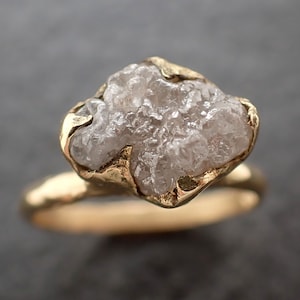 Raw Diamond Solitaire Engagement Ring 18k Gold Stacking Rough Diamond byAngeline 3084