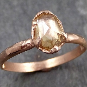 Fancy cut Champagne Diamond 14k Rose gold Solitaire Ring Gold Gemstone Engagement Ring Jewelry 0721