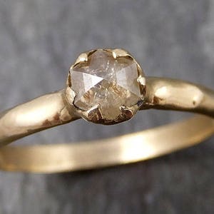 Fancy cut Champagne Diamond Solitaire Engagement 14k Yellow Gold Wedding Ring byAngeline 0878