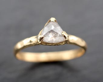 White Diamond Solitaire Engagement Ring • 18k yellow Gold • Handmade Wedding Ring byAngeline 1416