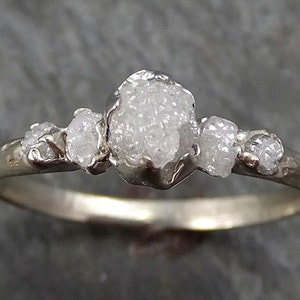 custom diamond white gold engagement ring multi stone rough gold wedding ring diamond wedding ring rough diamond ring byangeline c0280 Alter image 3