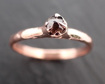 Fancy cut Cognac Diamond Solitaire Engagement 14k Rose Gold Wedding Ring byAngeline 3520