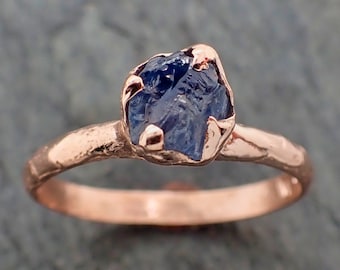 Raw purple Sapphire sapphire Rose Gold Engagement Wedding Custom Gemstone Solitaire Ring byAngeline 2233