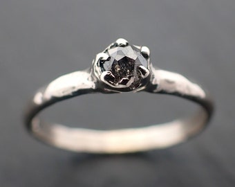 Gray Salt and Pepper Diamond Solitaire Engagement Ring 14k White Gold Wedding Band Angeline