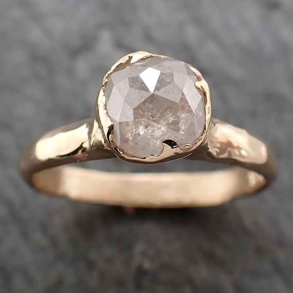 Fancy Cut White Diamond Solitaire Engagement 18k Yellow Gold Wedding Ring Byangeline 2807 Etsy
