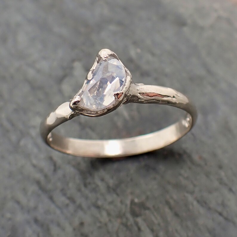 Fancy Cut Half Moon Diamond Solitaire Engagement 14k White - Etsy