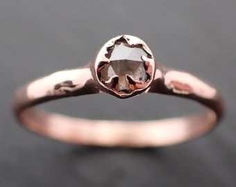 Faceted Fancy cut gray Diamond Solitaire Engagement 14k Rose Gold Wedding Ring byAngeline 3504