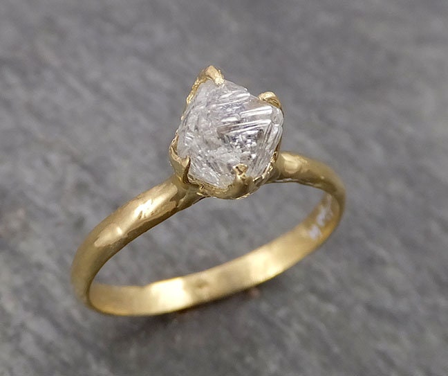 Natural Uncut Octahedral Salt and Pepper Diamond Solitaire | Etsy
