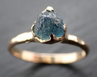 Montana Sapphire Engagement Ring • Rough Gemstone Set in 14k Yellow Gold • Handmade byAngeline 3633