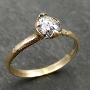 Fancy cut salt and pepper Diamond Engagement 14k Gold Solitaire Wedding Ring byAngeline 0676 image 5