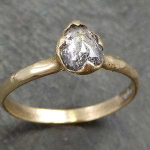 Fancy cut salt and pepper Diamond Engagement 14k Gold Solitaire Wedding Ring byAngeline 0676 image 4