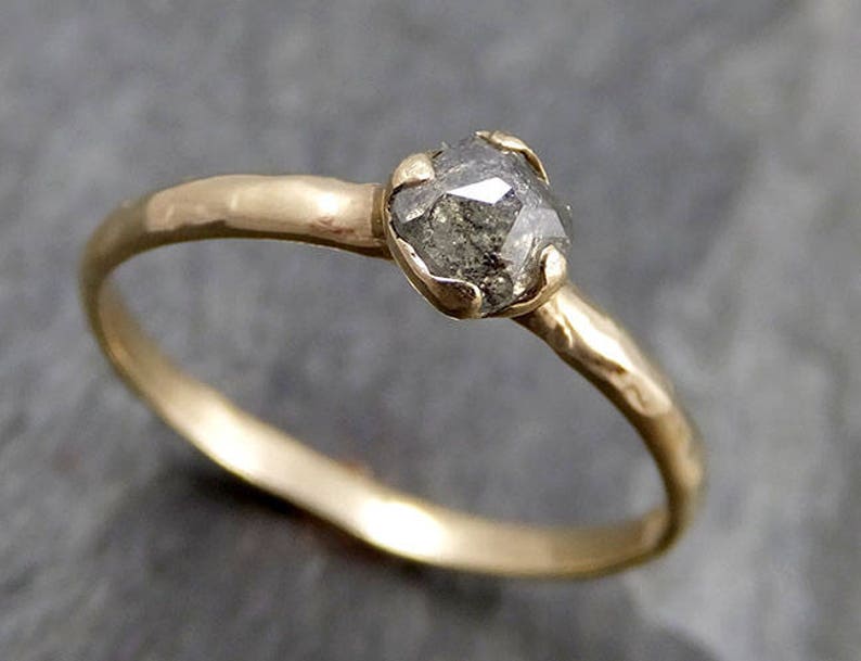 Fancy Cut Salt and Pepper Diamond Solitaire Engagement 14k - Etsy