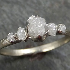 custom diamond white gold engagement ring multi stone rough gold wedding ring diamond wedding ring rough diamond ring byangeline c0280 Alter image 5