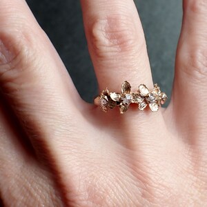 Real Flower and Pink Diamond 14k Rose gold multi stone Enchanted Garden Floral Ring byAngeline 2499 image 7