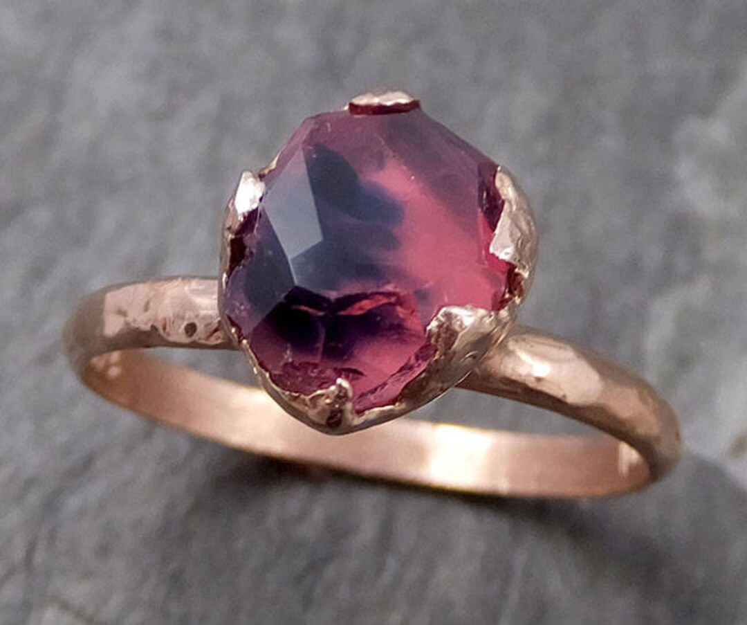 Partially Faceted Sapphire 14k Rose Gold Engagement Ring - Etsy