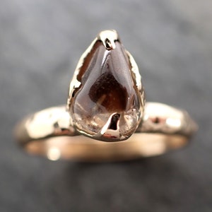 Sapphire tumbled honey orange 18k yellow gold Solitaire gemstone ring 2895