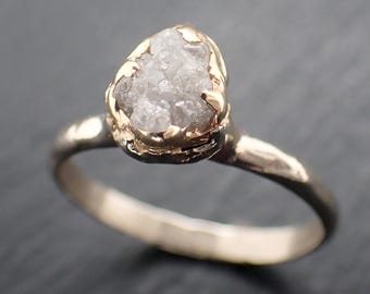 Solitaire Raw Diamond Engagement Ring • Alchemy Collection • Rough Diamond Set in 14k Yellow Gold and 14k White Gold • byAngeline 11.33