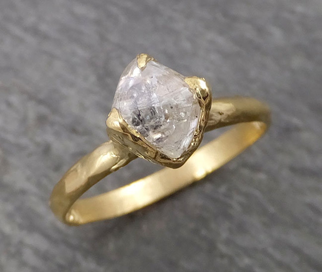 Natural Uncut Octahedral Salt and Pepper Diamond Solitaire - Etsy