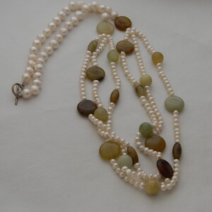 Fresh Water Pearls & Jade Necklace Cultured Asymmetrical - Etsy
