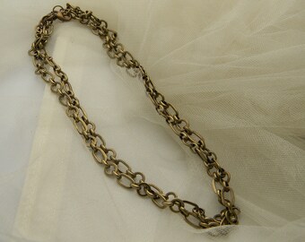 Double strand oxidized brass chain necklace , brass chain layering necklace/ bracelets , brass chain necklace 4 men or women , single/double