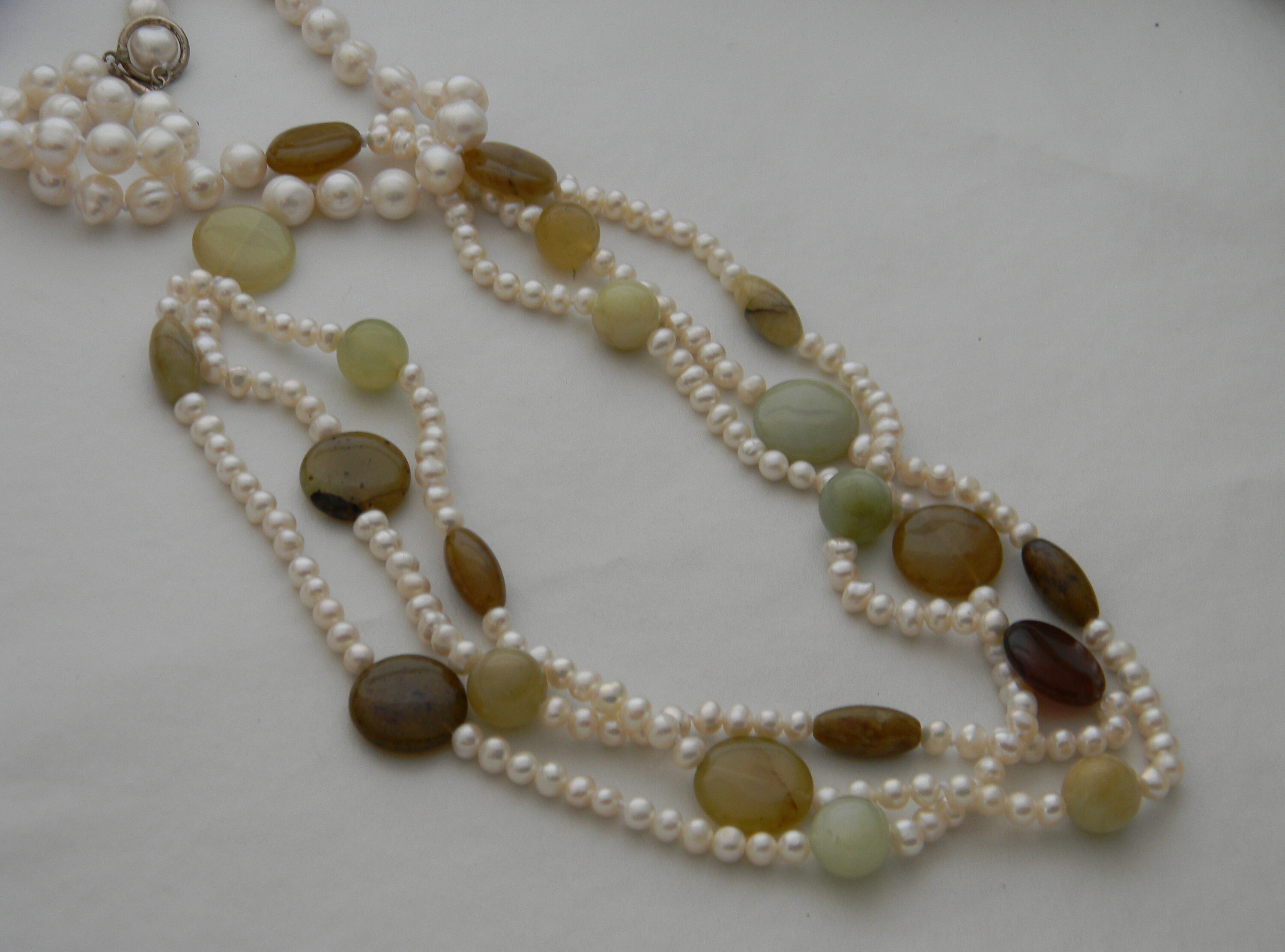 Fresh Water Pearls & Jade Necklace Cultured Asymmetrical - Etsy