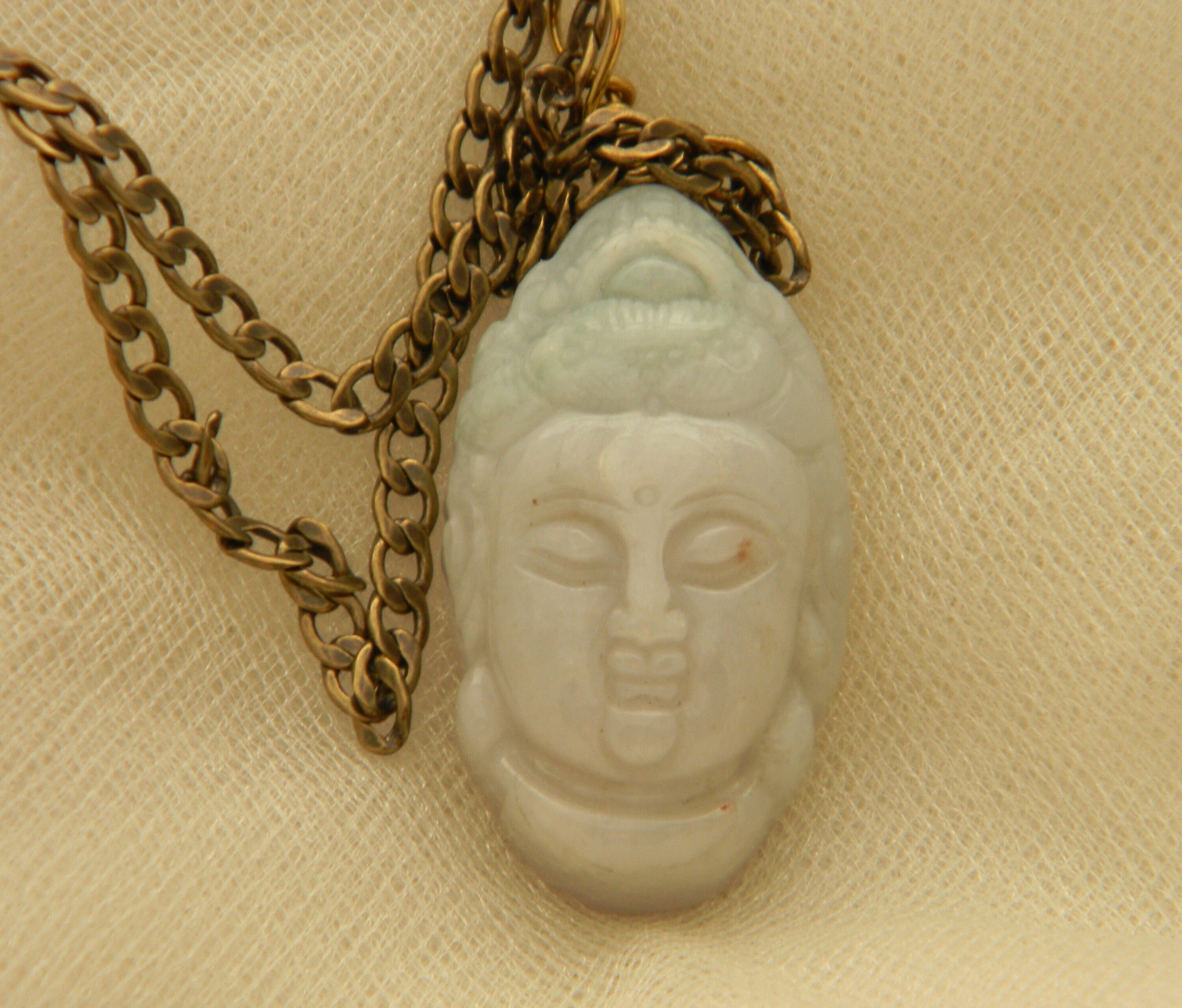 Jade Buddha Pendant on Brass Chain Necklace Buddha Jewelry - Etsy