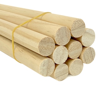 3/4 x 12 Inch (1 ft) Natural Wood Dowels, NO BARCODE STICKERS on Dowels