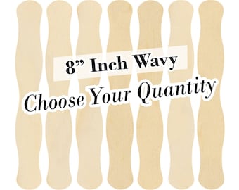 8 Inch Wavy Wedding Fan Handle Sticks Natural -CHOOSE YOUR QUANTITY