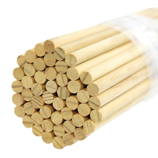 1/2 Inch Diameter by 36 Inch Length Natural Wood Dowels, NO BARCODE STICKERS on Dowels