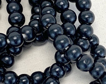 Black Wood Beads 12mm: Macrame, Jewelry, Garland Making