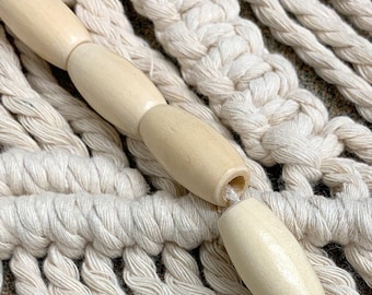 CraftySticks- 13x25mm Natural Oval Wood Bead, 5mm Large Hole for Macrame, Weaving, Tassels, Garlands, Crafts
