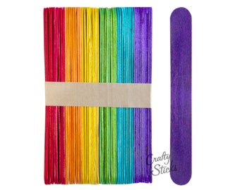 6 Inch Jumbo Craft Popsicle Sticks Multi Color Rainbow Pack